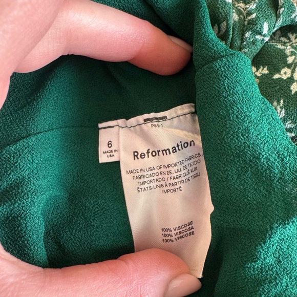 Reformation Dark Green Floral Mini Dress - Picture 4 of 4